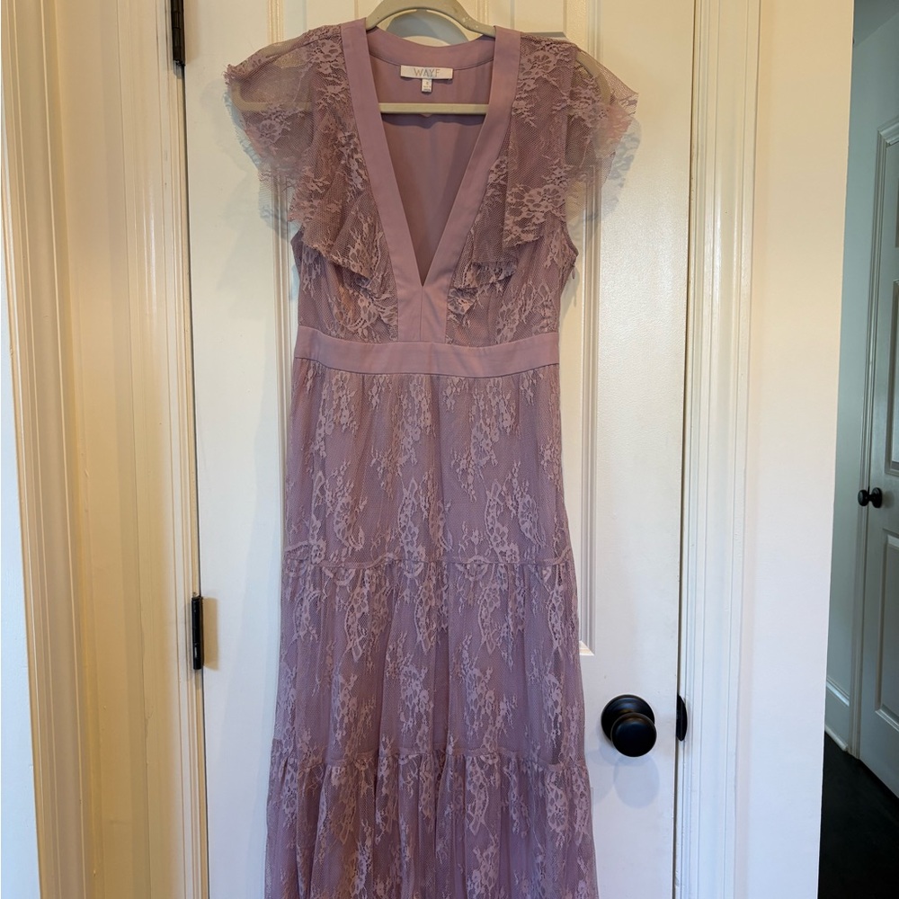 Wayf Lace Maxi Dress in Lavender